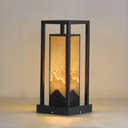 Black Metal Grid Wired Rectangle Post Cap Light