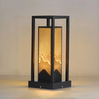 Black Metal Grid Wired Rectangle Post Cap Light
