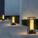 Black Metal Grid Wired Rectangle Post Cap Light