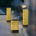 Black Metal Grille Rectangle Warm Light Post Cap Light