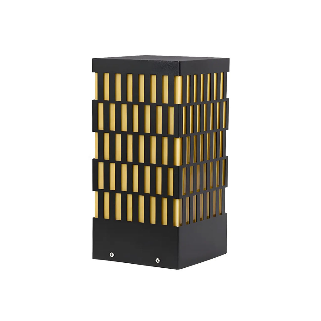 Black Metal Grille Rectangle Warm Light Post Cap Light