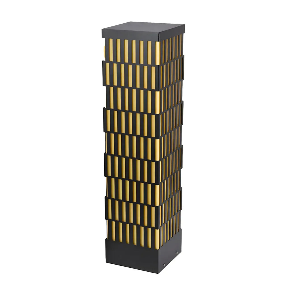 Black Metal Grille Rectangle Warm Light Post Cap Light