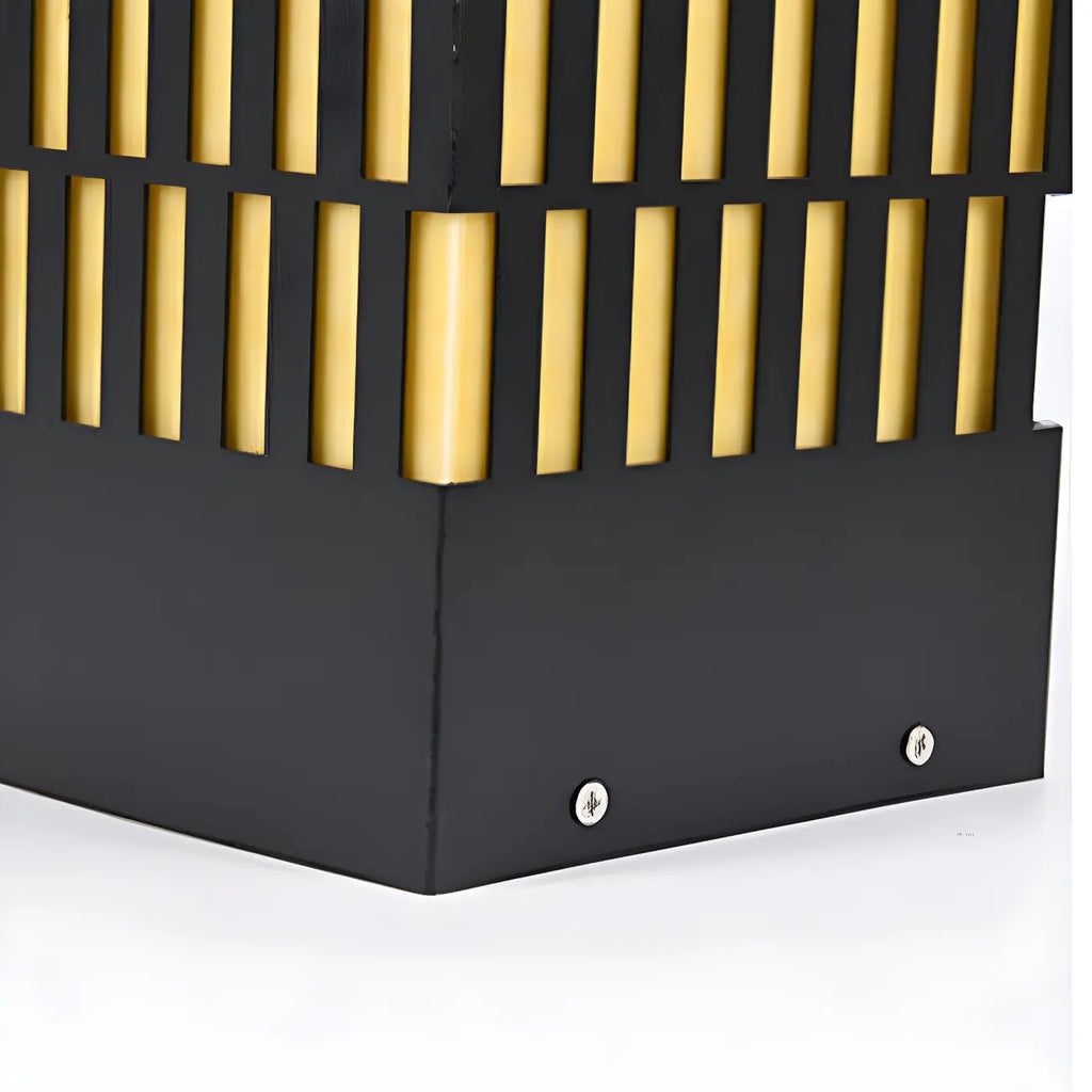 Black Metal Grille Rectangle Warm Light Post Cap Light