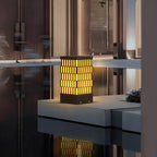 Black Metal Grille Rectangle Warm Light Post Cap Light