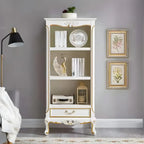Classic Brown/White Wooden Bookcase with Drawer