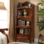 Classic Brown/White Wooden Bookcase with Drawer
