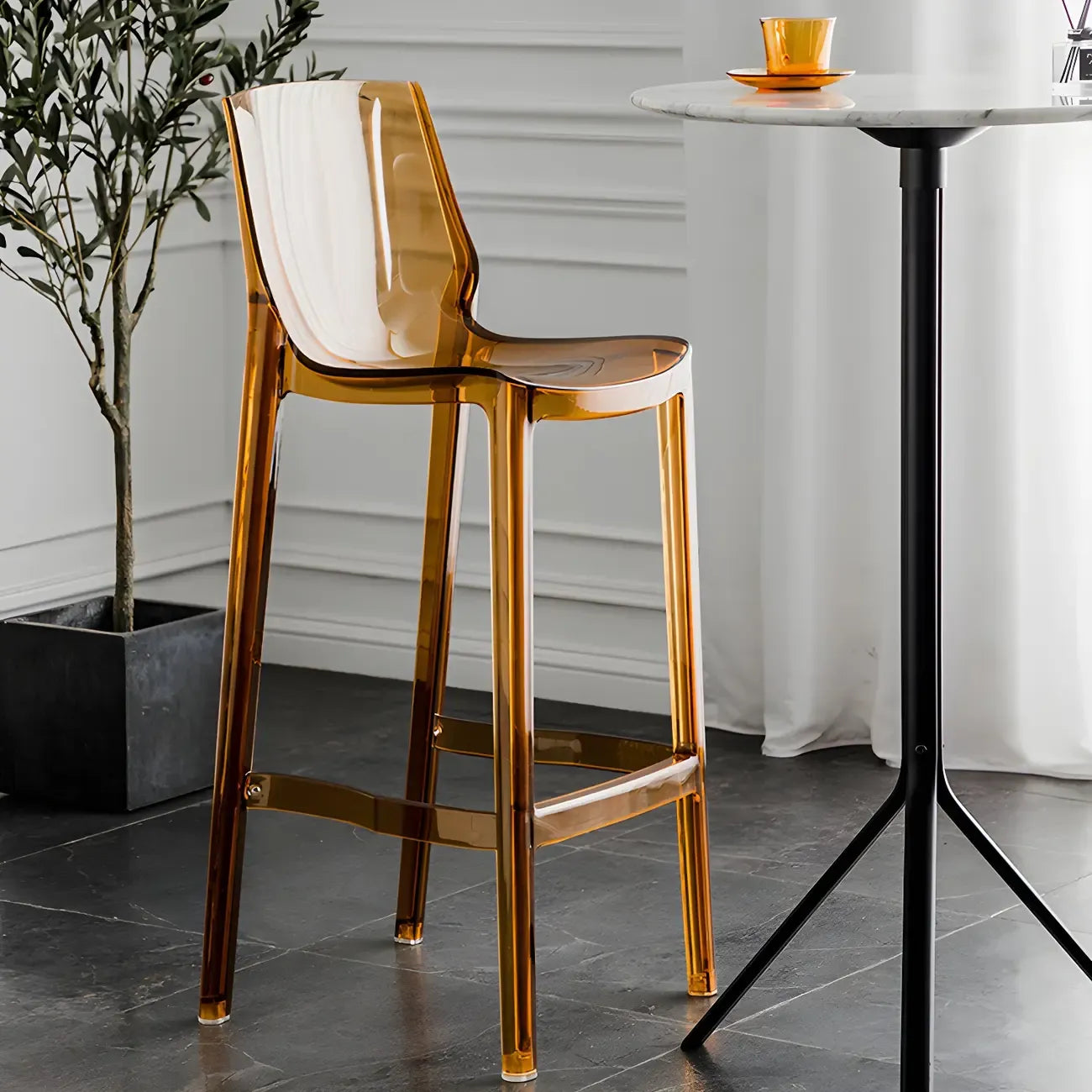 Modern Acrylic Transparent Chic Rectangle Durable Bar Stool