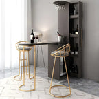 Modern Adjustable Bar Table with Wine Cabinet for Home