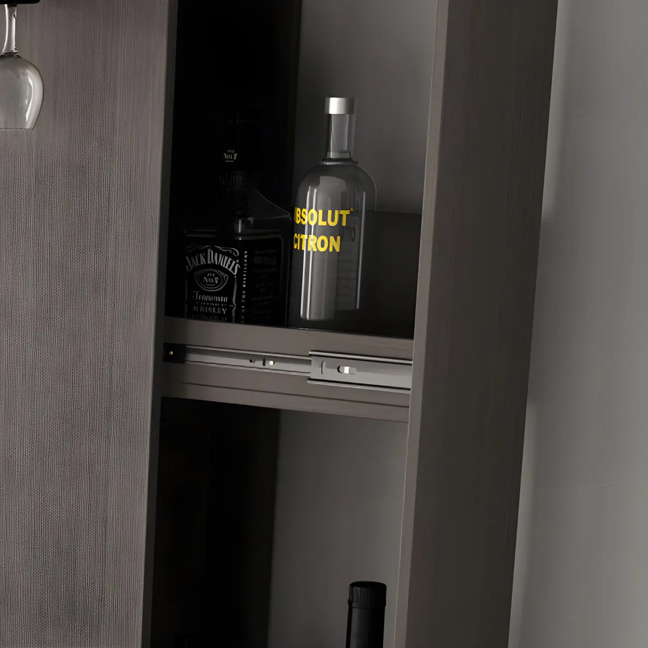Modern Adjustable Bar Table with Wine Cabinet for Home