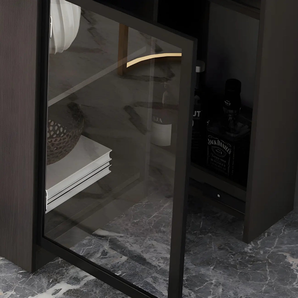 Modern Adjustable Bar Table with Wine Cabinet for Home