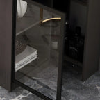 Modern Adjustable Bar Table with Wine Cabinet for Home