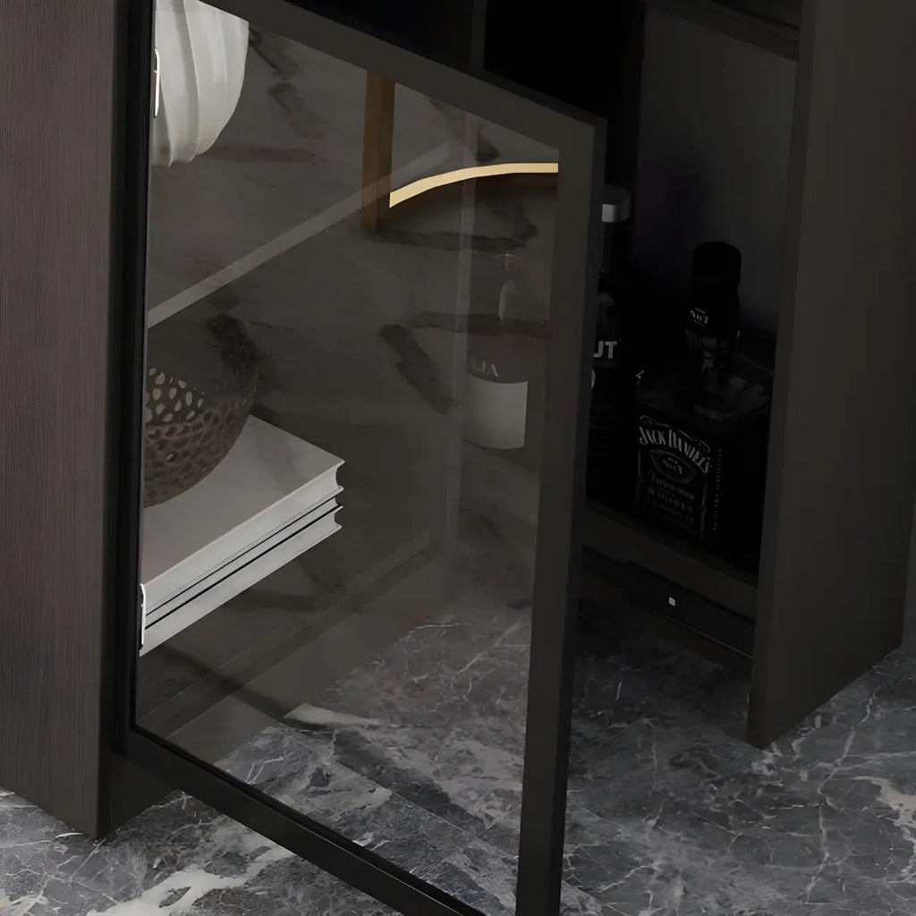 Modern Adjustable Bar Table with Wine Cabinet for Home