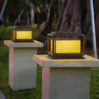 3 Color Light Grid Metal Solar Outdoor Post Lights