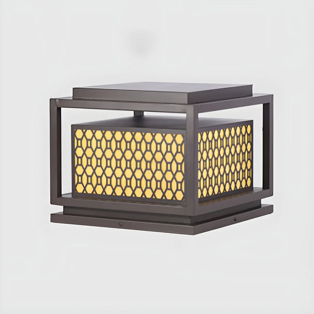 3 Color Light Grid Metal Solar Outdoor Post Lights