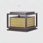 3 Color Light Grid Metal Solar Outdoor Post Lights