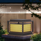 3 Color Light Grid Metal Solar Outdoor Post Lights