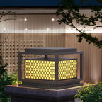 3 Color Light Grid Metal Solar Outdoor Post Lights