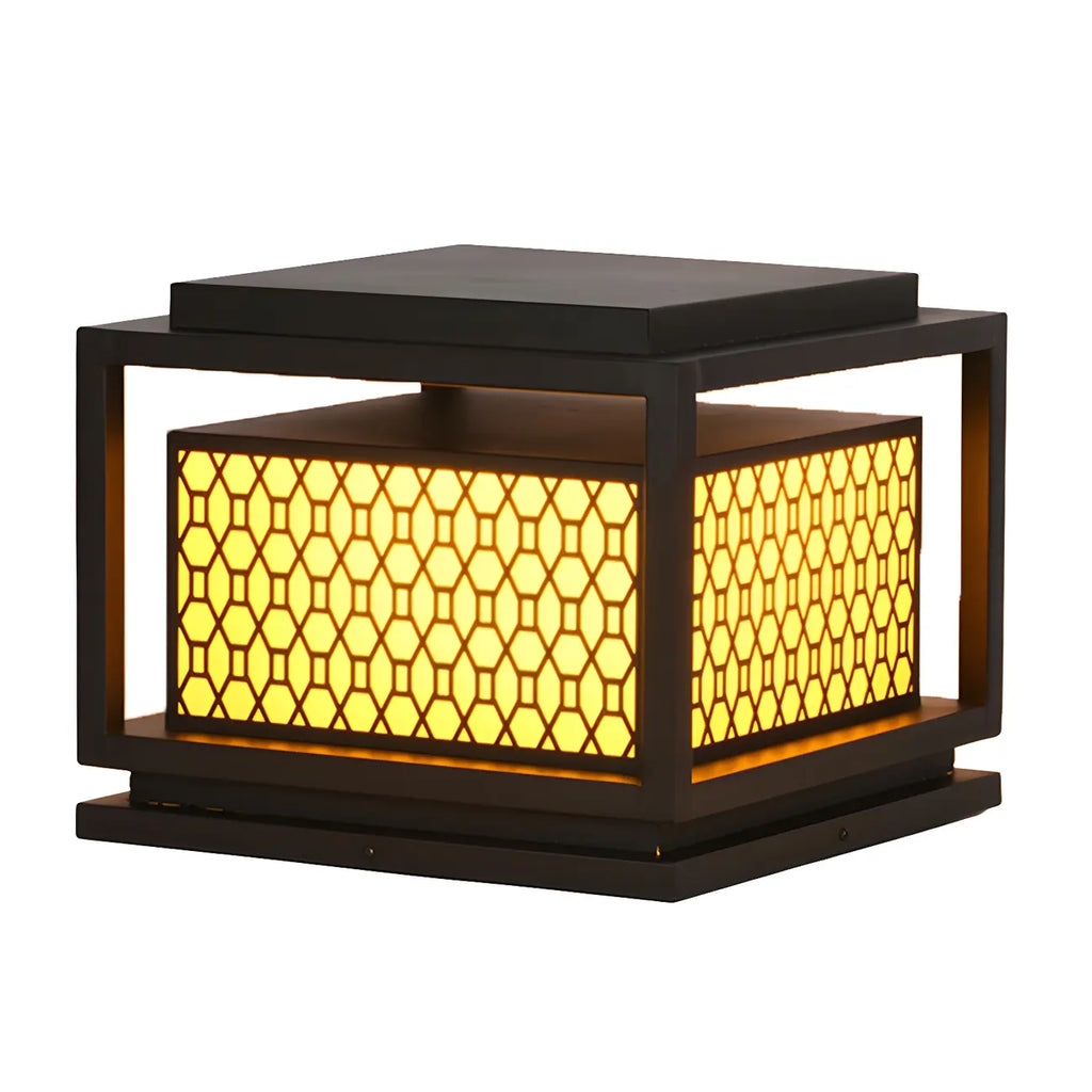 3 Color Light Grid Metal Solar Outdoor Post Lights