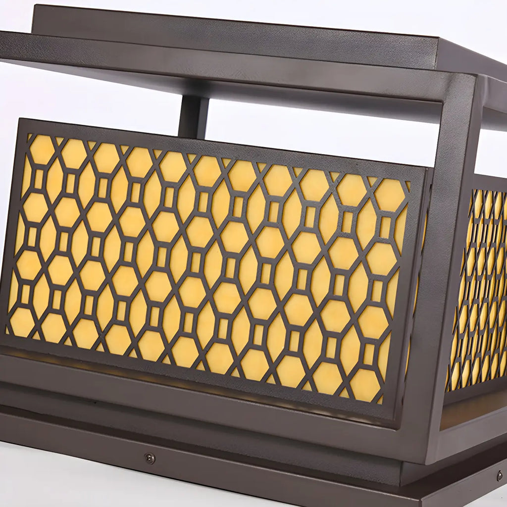 3 Color Light Grid Metal Solar Outdoor Post Lights