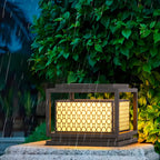 3 Color Light Grid Metal Solar Outdoor Post Lights