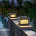 3 Color Light Grid Metal Solar Outdoor Post Lights