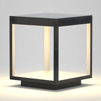 Black Metal Open Cube Ambient Post Cap Light