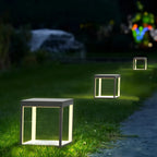 Black Metal Open Cube Ambient Post Cap Light