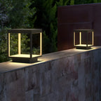 Black Metal Open Cube Ambient Post Cap Light