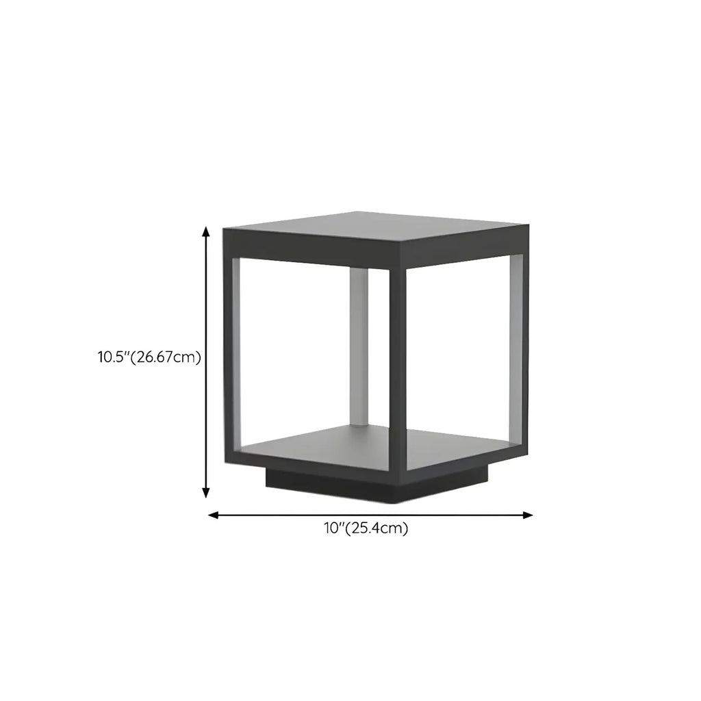 Black Metal Open Cube Ambient Post Cap Light