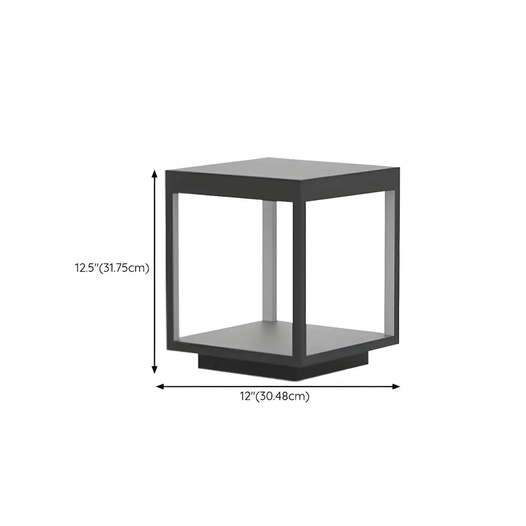Black Metal Open Cube Ambient Post Cap Light