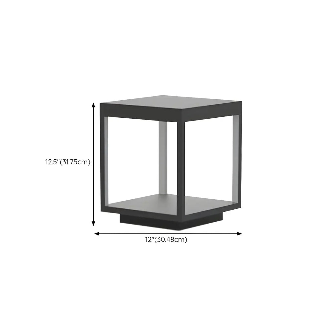 Black Metal Open Cube Ambient Post Cap Light