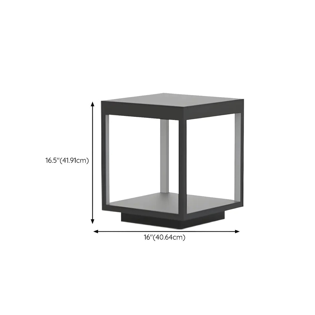 Black Metal Open Cube Ambient Post Cap Light