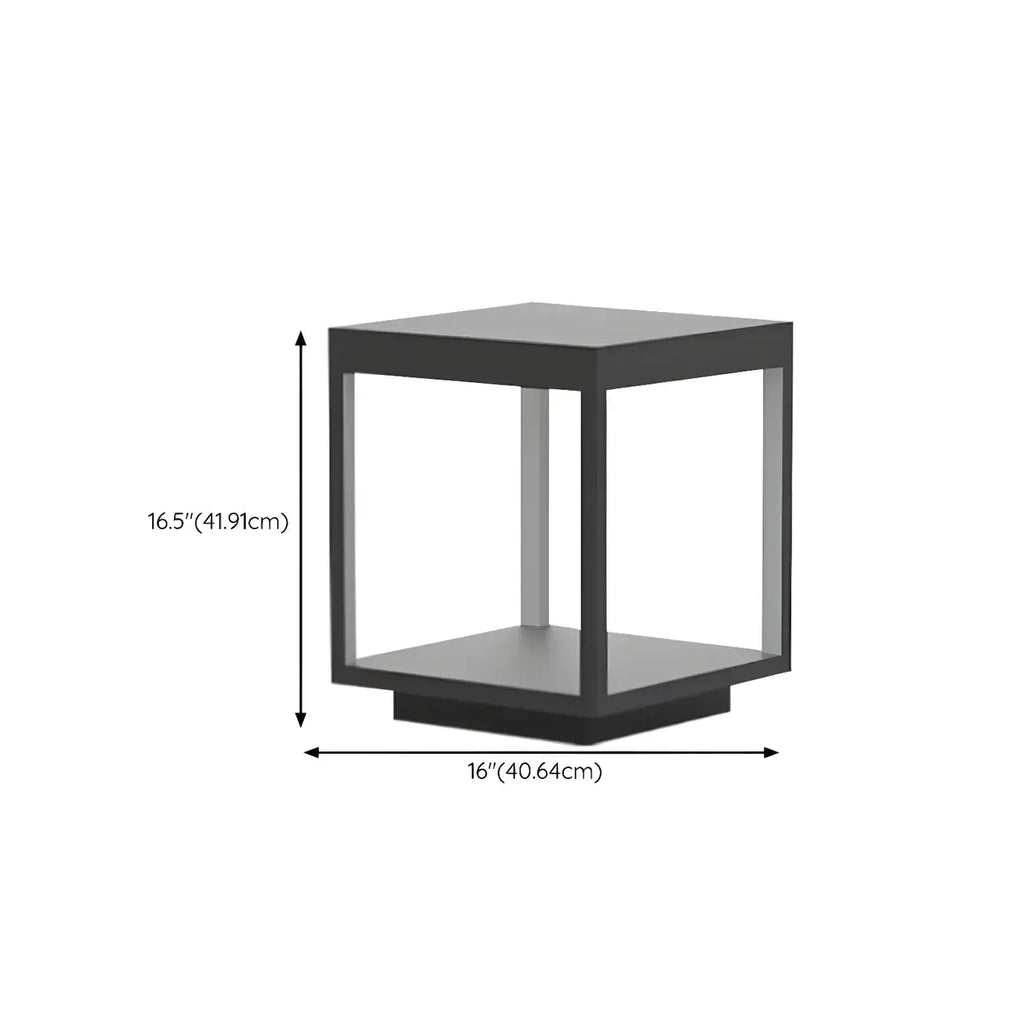 Black Metal Open Cube Ambient Post Cap Light