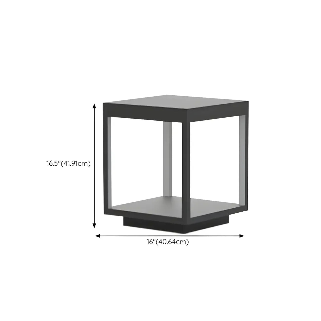 Black Metal Open Cube Ambient Post Cap Light