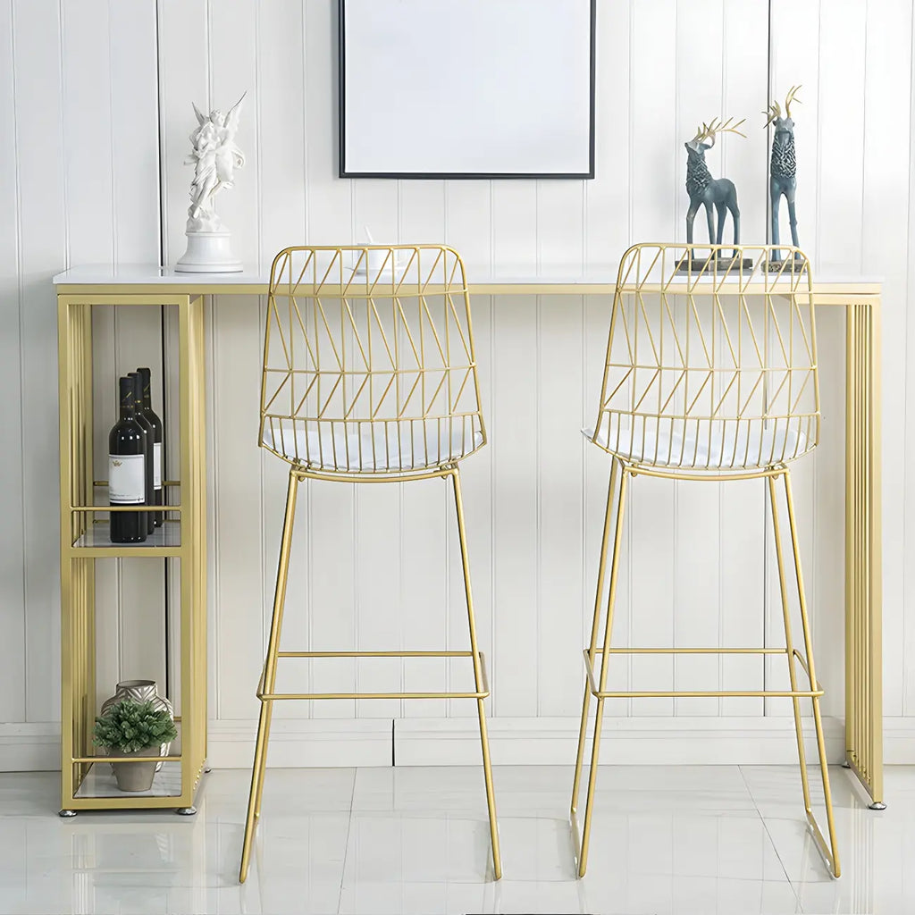 Modern White Bar Height Table Spacious Storage for Dining