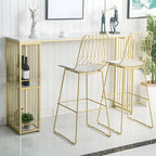 Modern White Bar Height Table Spacious Storage for Dining