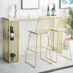 Modern White Bar Height Table Spacious Storage for Dining