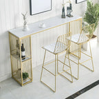 Modern White Bar Height Table Spacious Storage for Dining