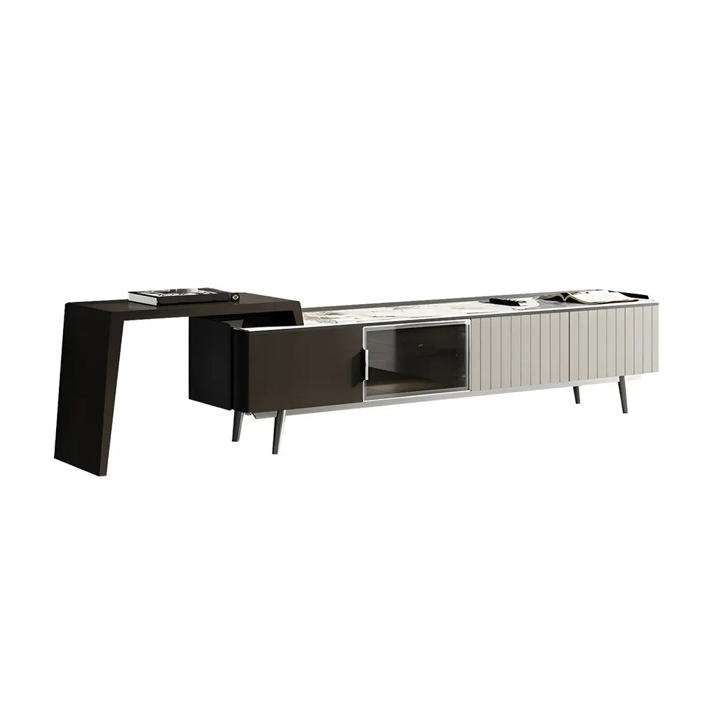 71 Black Stone Side Extension Storage TV Stand with Drawers