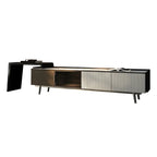 71 Black Stone Side Extension Storage TV Stand with Drawers
