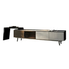 71 Black Stone Side Extension Storage TV Stand with Drawers