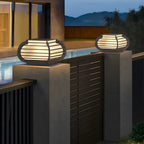 Drum Shape Metal Outdoor Grid Post Cap Light