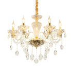 Vintage Gold Crystal Candelabra Chandelier with Pendant