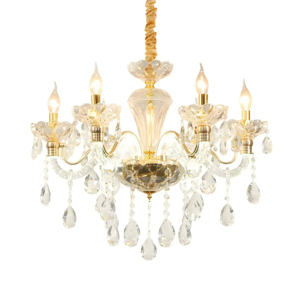 Vintage Gold Crystal Candelabra Chandelier with Pendant