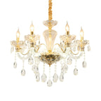 Vintage Gold Crystal Candelabra Chandelier with Pendant