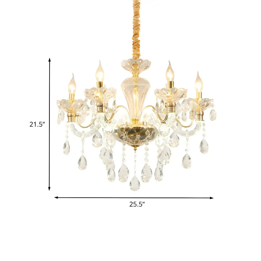 Vintage Gold Crystal Candelabra Chandelier with Pendant