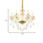 Vintage Gold Crystal Candelabra Chandelier with Pendant