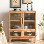 Classic Wooden Brown China Cabinet with Storage