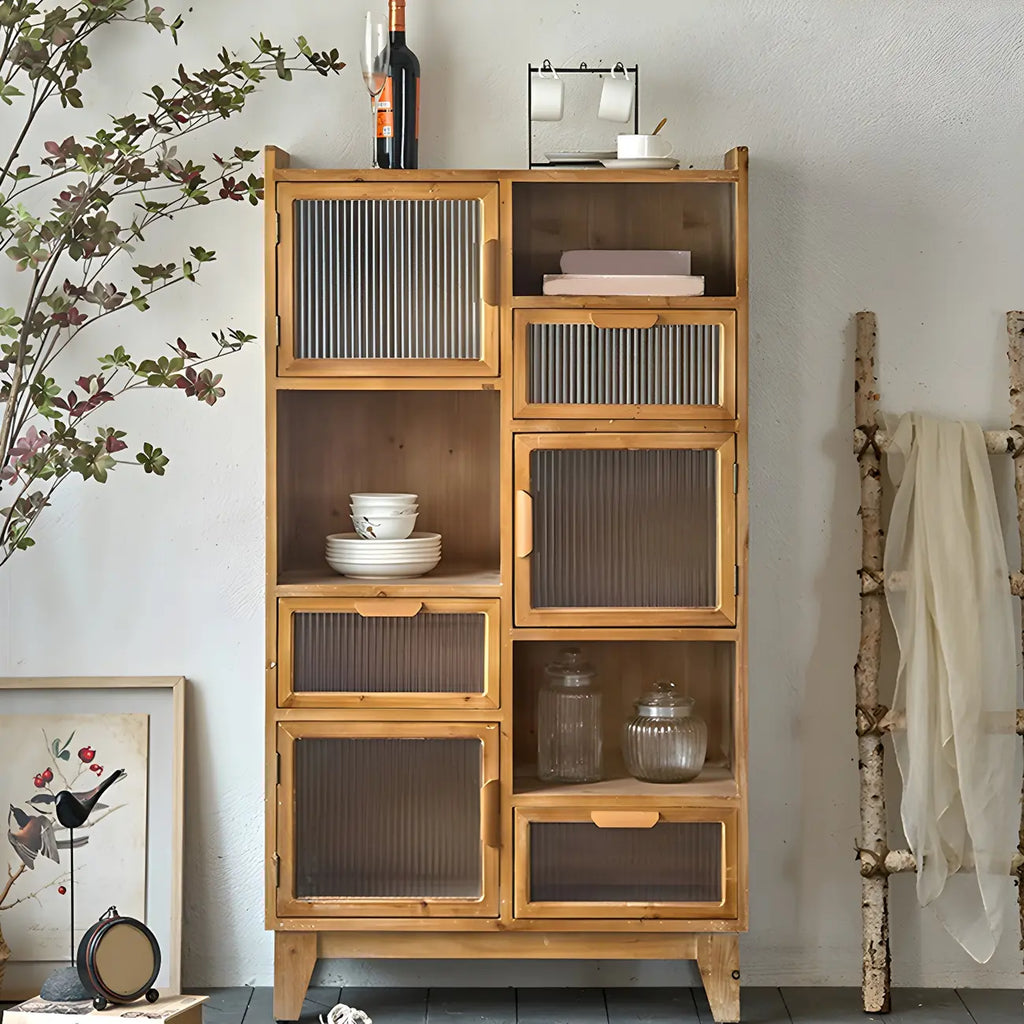 Classic Wooden Brown China Cabinet with Storage