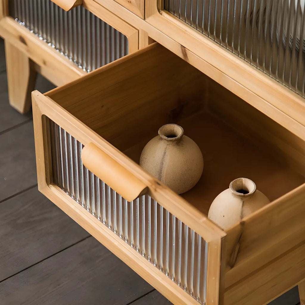 Classic Wooden Brown China Cabinet with Storage